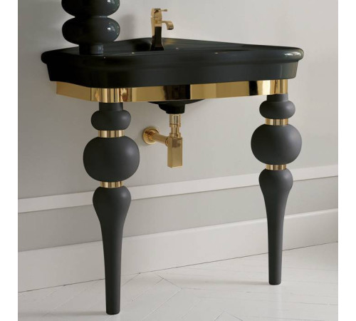 Консоль с раковиной 3SC VIA VENETO LANTE 90 см напольная черный/золото 24к VV3090NGD