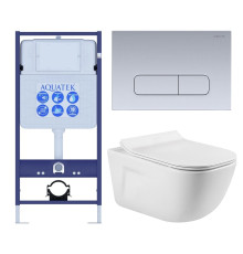 Комплект инсталляции с унитазом AQUATEK ДИВА-014 4в1 (рама INS-0000012, клавиша KDI-0000014, унитаз AQ2012-00) ДИВА-014 4в1