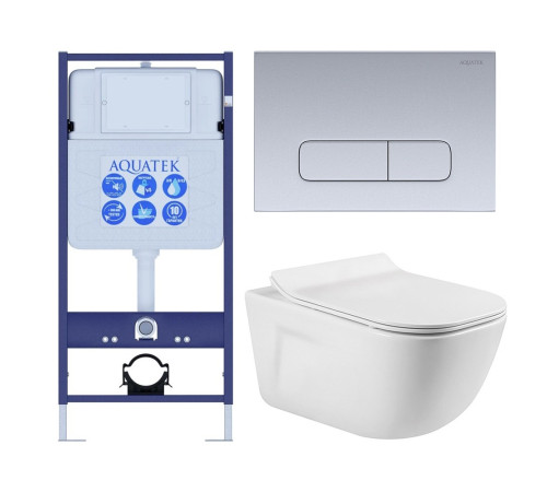 Комплект инсталляции с унитазом AQUATEK ДИВА-014 4в1 (рама INS-0000012, клавиша KDI-0000014, унитаз AQ2012-00) ДИВА-014 4в1
