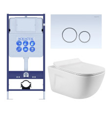 Комплект инсталляции с унитазом AQUATEK ДИВА-015 4в1 (рама INS-0000012, клавиша KDI-0000015, унитаз AQ2012-00) ДИВА-015 4в1