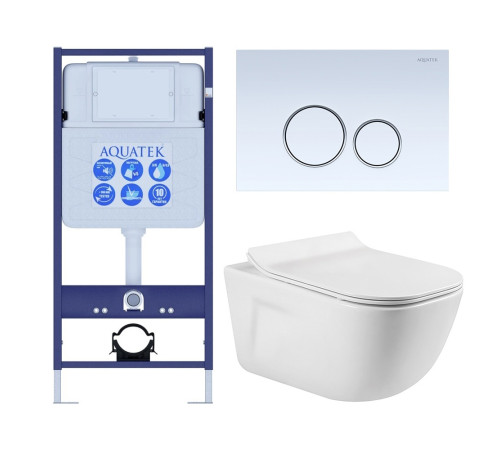 Комплект инсталляции с унитазом AQUATEK ДИВА-015 4в1 (рама INS-0000012, клавиша KDI-0000015, унитаз AQ2012-00) ДИВА-015 4в1