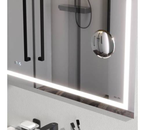 Зеркало настенное AM.PM Gem с LED-подсветкой часами и косметическим зеркалом 80 см M91AMOX0803WG