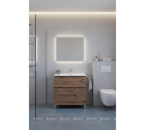 Тумба под раковину Aquanet Алвита new 80 напольная 2 ящика дуб веллингтон табак 00344129