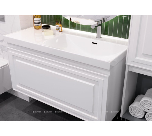 Тумба под раковину Aquanet Агата 100 1 ящик белый сатин 00345483