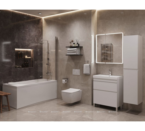 Тумба под раковину напольная Aquanet Слим 70 2 ящика белый сатин 00346043