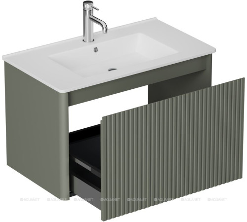 Тумба под раковину Allen Brau GRAVITY 80 1 ящик с фрезеровкой олива матовый 1.370017.CGM