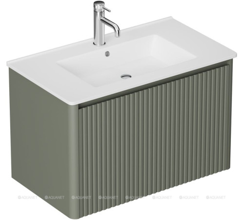 Тумба под раковину Allen Brau GRAVITY 80 1 ящик с фрезеровкой олива матовый 1.370017.CGM