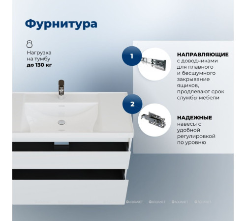 Тумба под раковину Aquanet Nova Lite 2.0 110 2 ящика белый глянец 00346314