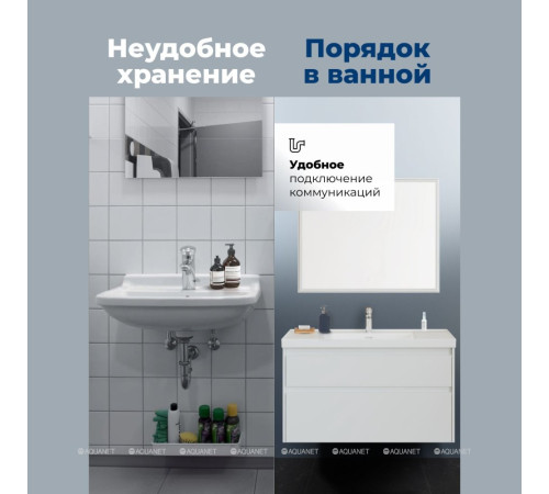 Тумба под раковину Aquanet Nova Lite 2.0 110 2 ящика белый глянец 00346314