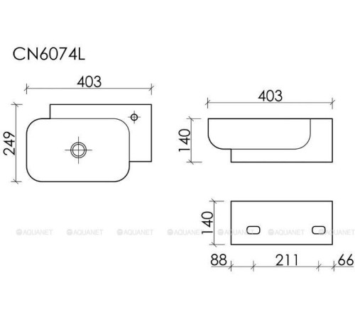 Раковина подвесная Ceramica Nova Element 403х249х140 мм левая белая CN6074L
