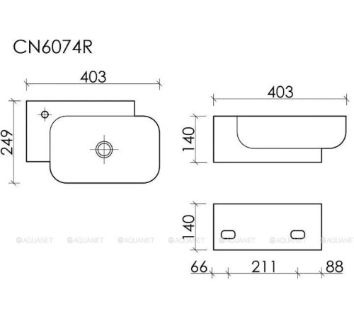 Раковина подвесная Ceramica Nova Element 403х249х140 мм левая белая CN6074L