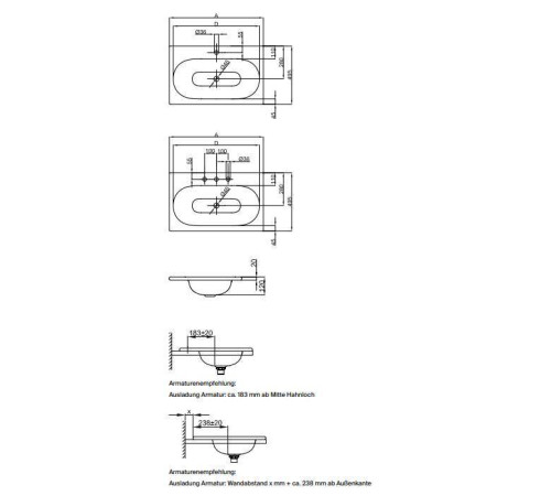 Раковина накладная Bette Comodo 60х49.5х12 см 1 отверстие A215-000 HLW1