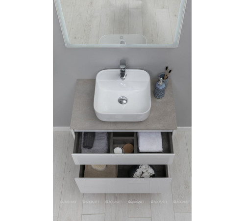 Тумба с раковиной Aquanet Nova Lite 75 2 ящика белый глянец 00245244