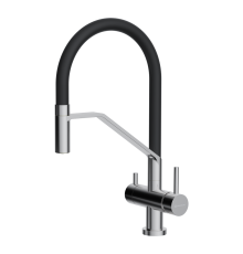 Смеситель для кухни Omoikiri Akeno BN-BL с гибким изливом и каналом для фильтра нержавеющая сталь 4994544