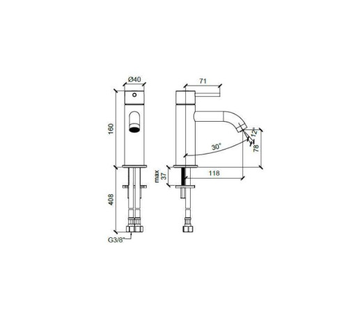 Смеситель для раковины Almar Mixers на 1 отв. латунь PVD E214000.HB