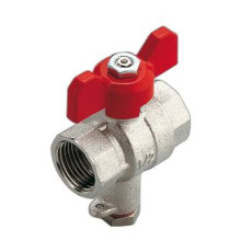 Кран шаровой Tiemme полнопроходной с креплением для температурного зонда 1/2 ВР-ВР бабочка 2980006