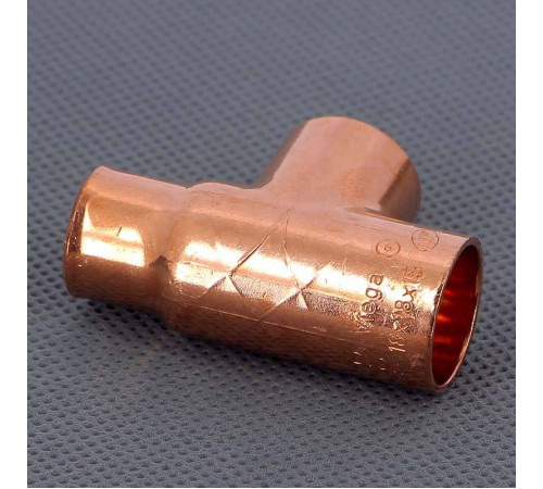 Тройник медный под пайку Viega 18х15х18 мм 102890