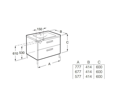 Тумба под раковину Roca The Gap Original 600 мм белый матовый ZRU9302734