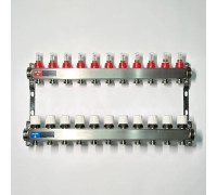 Коллекторная группа 1 x 11 выходов 3/4 STOUT с расходомерами из нержавеющей стали без концевых групп 450W4311
