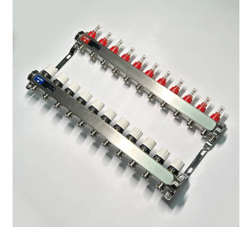 Коллекторная группа 1 x 11 выходов 3/4 STOUT с расходомерами из нержавеющей стали без концевых групп 450W4311
