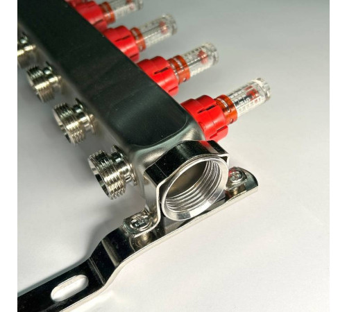 Коллекторная группа 1 x 11 выходов 3/4 STOUT с расходомерами из нержавеющей стали без концевых групп 450W4311