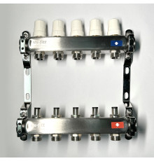 Коллекторная группа 1 x 5 выходов 3/4 STOUT с балансировочными клапанами из нержавеющей стали без концевых групп 451W4305
