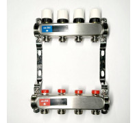 Коллекторная группа 1 x 4 выхода 3/4 STOUT с балансировочными клапанами из нержавеющей стали без концевых групп 451W4304