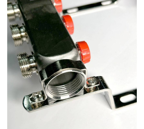 Коллекторная группа 1 x 4 выхода 3/4 STOUT с балансировочными клапанами из нержавеющей стали без концевых групп 451W4304