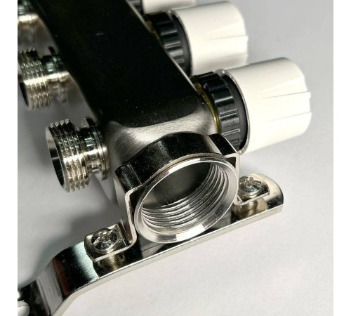 Коллекторная группа 1 x 4 выхода 3/4 STOUT с балансировочными клапанами из нержавеющей стали без концевых групп 451W4304