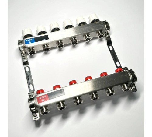 Коллекторная группа WATTS HKV-T 1 x 6 выходов 3/4 EK из нержавеющей стали 451W4306