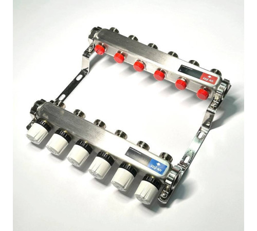 Коллекторная группа WATTS HKV-T 1 x 6 выходов 3/4 EK из нержавеющей стали 451W4306