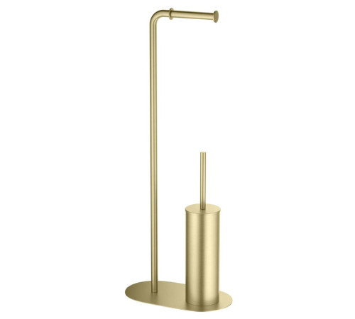 Стойка напольная с ершиком и держателем туалетной бумаги Aquanet Оберон шлифованное золото AQ4231BG