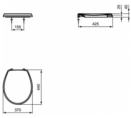 Сиденье с крышкой Ideal Standard Eurovit дюропласт стальные шарниры W302601
