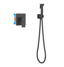 Набор с гигиеническим душем Aquanet Либра (смеситель, лейка, шланг, держатель) матовый черный AQ1619MB