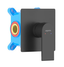 Смеситель для душа Aquanet ЛИРА скрытого монтажа 1 режим (внешняя и скрытая часть) матовый черный AQ1466MB