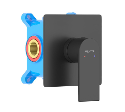Смеситель для душа Aquanet ЛИРА скрытого монтажа 1 режим (внешняя и скрытая часть) матовый черный AQ1466MB