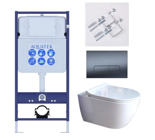 Комплект инсталляции 4 в 1 AQUATEK Поларис (рама INS-0000012, унитаз AQ0700-01, сиденье soft-close, кнопка KDI-0000034) ПОЛАРИС-01-034
