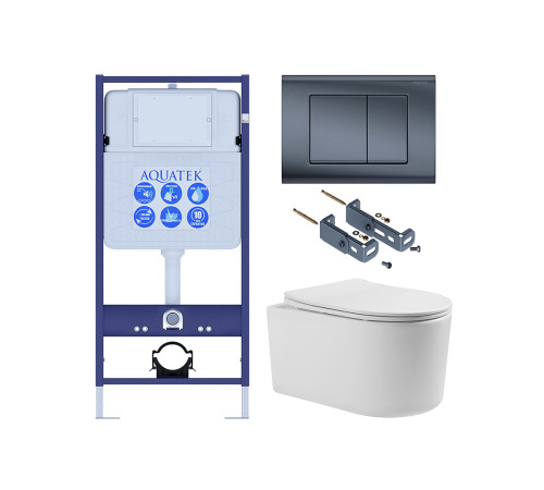 Комплект инсталляции 4 в 1 AQUATEK МИЯ Т-033 с унитазом AQ2004T-00 и сиденьем soft-close INS-0000012/KKI-0000016/KDI-0000033/AQ2004T-00