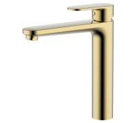 Смеситель для раковины Aquanet Ника высокий 190 мм без донного клапана шлифованное золото AQ1804BG