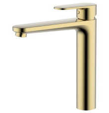 Смеситель для раковины Aquanet Ника высокий 190 мм без донного клапана шлифованное золото AQ1804BG