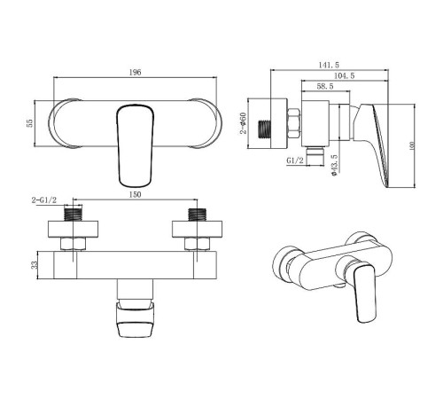 Смеситель для душа Aquatek Вега черный матовый AQ1060MB