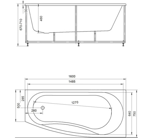 Панель фронтальная для ванны Aquatek Пандора 160 правая PAN160-0000039