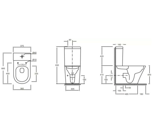 Чаша напольного унитаза Jacob Delafon Rodin+ с креплениями UJAB102-00