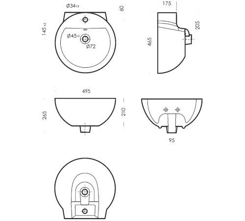 Умывальник пьедестальный ArtCeram Art 50 см белый WB.PD/Art/50-C/WHT.G/S1
