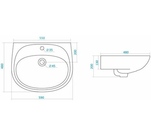 Умывальник Santek Анимо 60 см 1.WH11.0.508