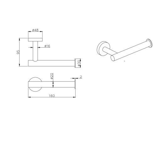 Бумагодержатель Aquanet ВЕГА матовый черный AQ4008MB