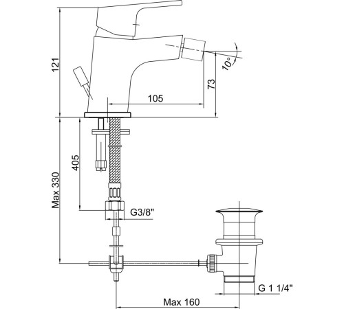 Смеситель для биде E.C.A. Tiera матовый черный 102110195C1EX