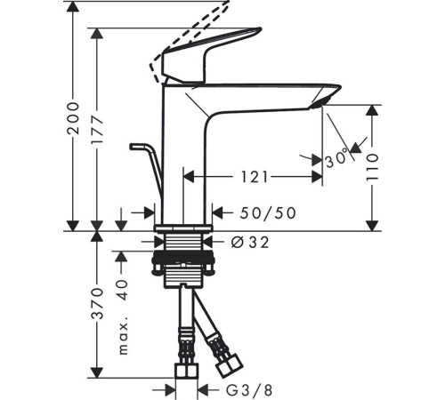 Смеситель для раковины Hansgrohe Logis Fine 110 с донным клапаном push-open 71252000