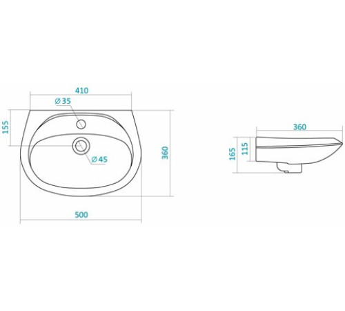 Умывальник Santek Бриз 50 см 1.WH11.0.451