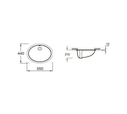 Раковина встраиваемая снизу Kohler Caxton 55х44 см белая E2211-0